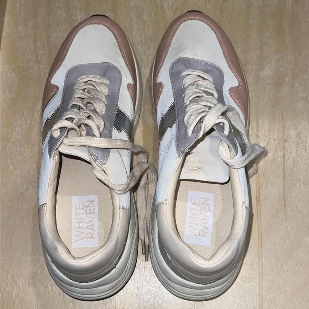 White Raven Women's Sneakers - White, Silver, and Pink - Picture 2 of 8